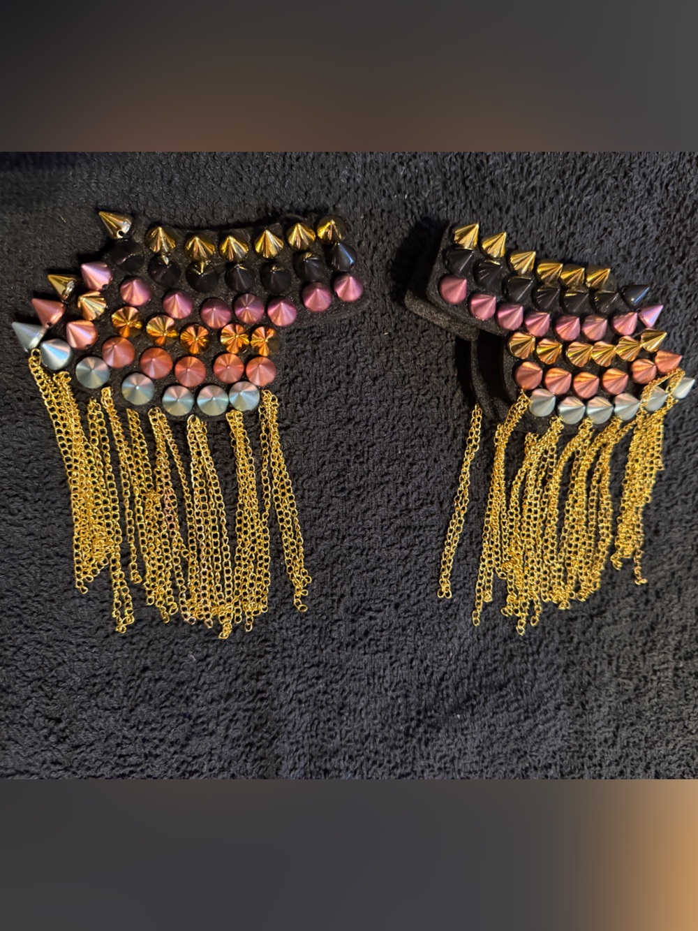 Gold Fringe Multicolor Shoulder Drop Pad enhancements- Women Accessories